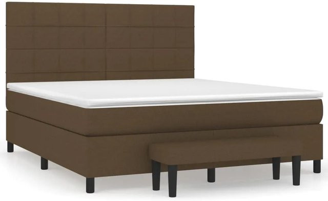 vidaXL Boxspringbett Hybrid mit Matratze und Taschenfederkern, Dunkelbraun, B/T/H: 160 x 200 x 118 cm - Bild 1