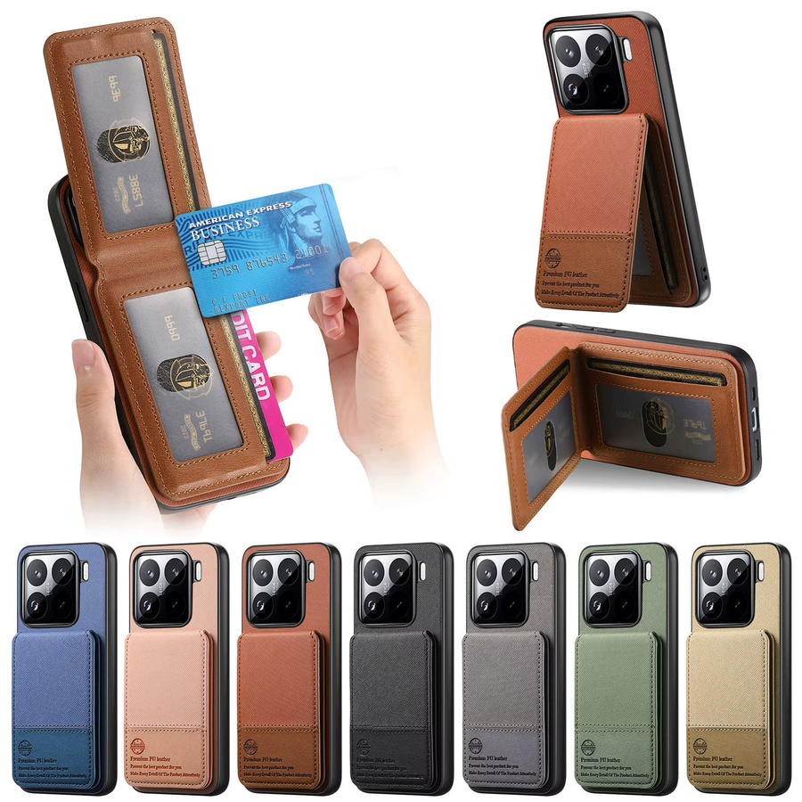 Leder-Handyhülle mit RFID-Schutz und Kartenfach für Xiaomi und Redmi in Grau - Bild 5