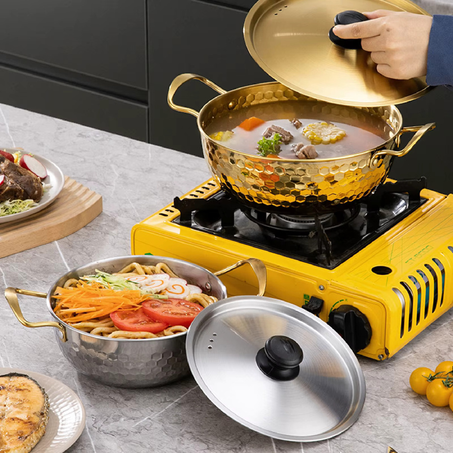 MagiDeal Koreanischer Ramen-Kochtopf aus Edelstahl, Silber, Ofenfest - Bild 2