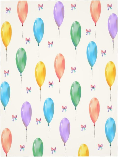Rechteckige Tischdecke von JMG Household Supplies mit buntem Luftballon-Muster und rosa Schleifen, B/B/H: 140 x 90 cm, Mehrfarbig - Bild 1
