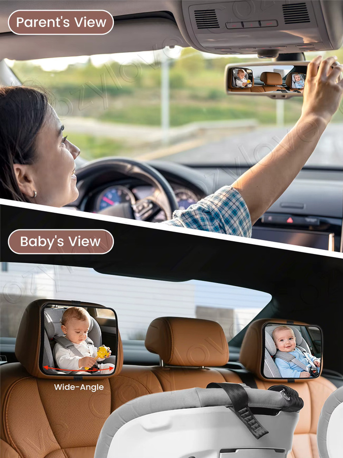 momo&dudu Babyauto-Spiegel in Schwarz, bruchsicherer HD-Weitwinkel-Rückspiegel für die Sicherheit von rückwärtsgerichteten Säuglingen - Bild 4