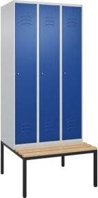 C+P Spind Classic PLUS Spind mit Sitzbank, 3 Abteile, Zylinderschloss und 3 Garderobenhaken, B/T/H: 212,0 x 90,0 x 81,5 cm - Bild 1
