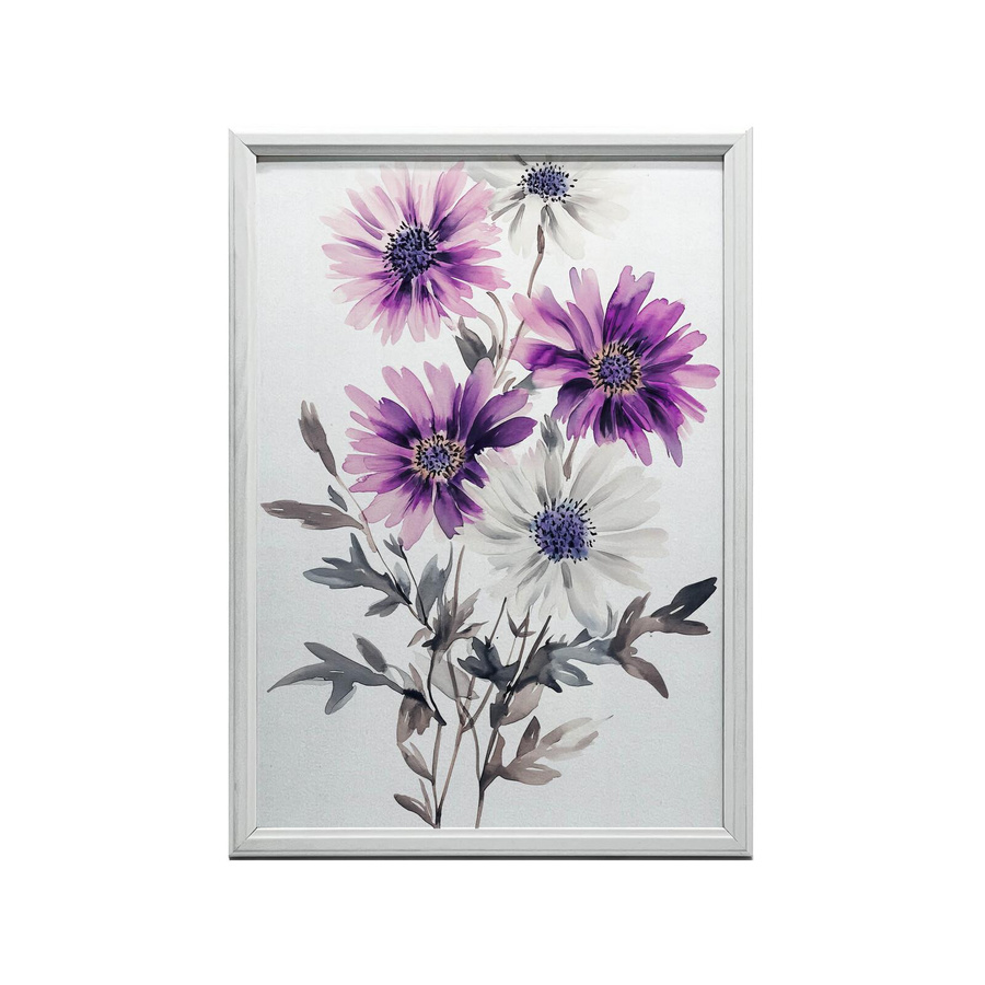 Blumenkomposition in Aquarell von Marcin Zbijowski, Wandbild mit Holzrahmen Helle Eiche, B: 50 cm, H: 70 cm - Bild 2