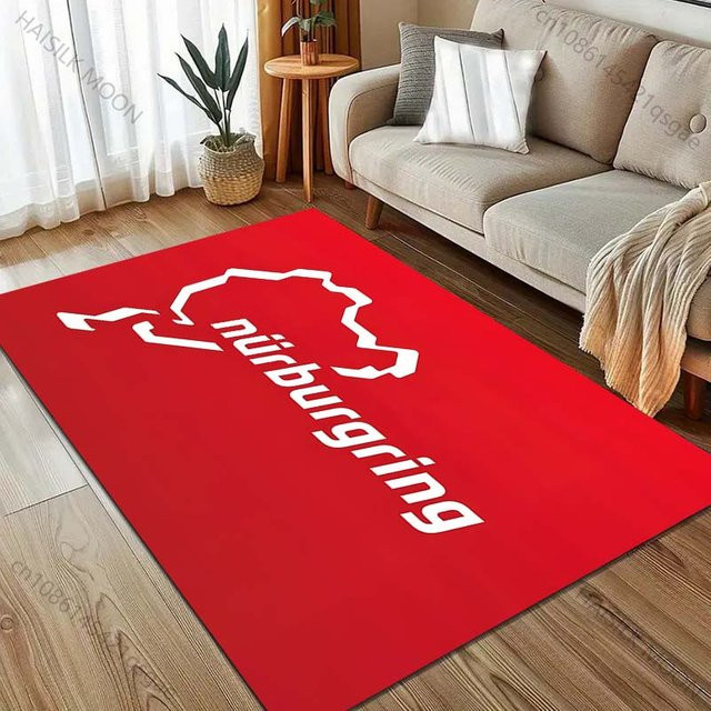 UQIDEHOME Teppich Nürburgring F1 Internationale Rennstrecke, rot, rutschfest und waschbar, B/T: 80 x 50 cm - Bild 1