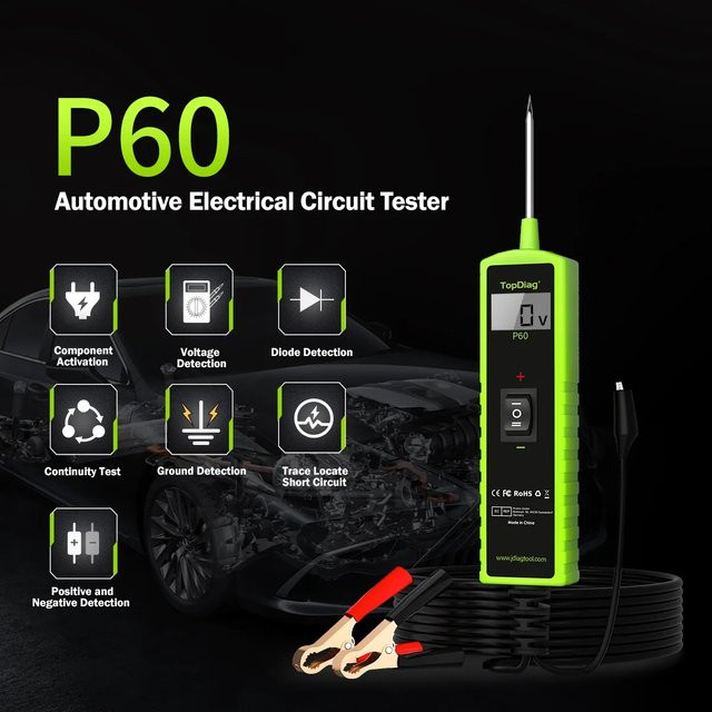 Topdiag DC 6-30V P60 Elektrisches System Tester Werkzeug für die Automobil-Diagnose und Batterieprüfung - Bild 1