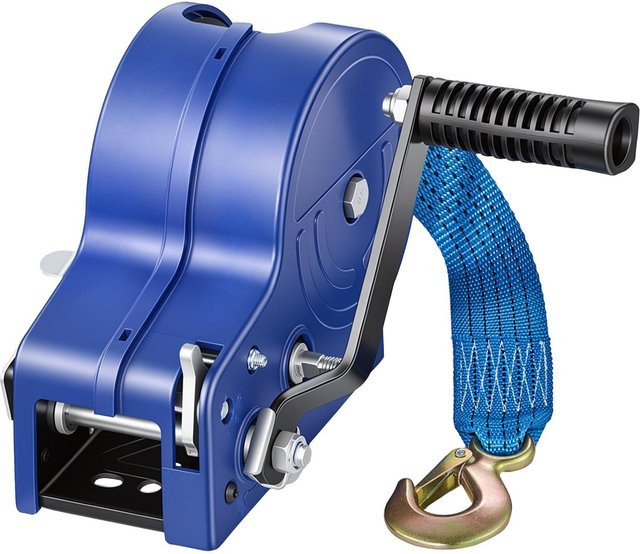 Buying Solutions, MB Handwinde manuelle Seilwinde mit 6,1 m Polyesterband in Grau-Schwarz, Tragkraft 1588 kg - Bild 1