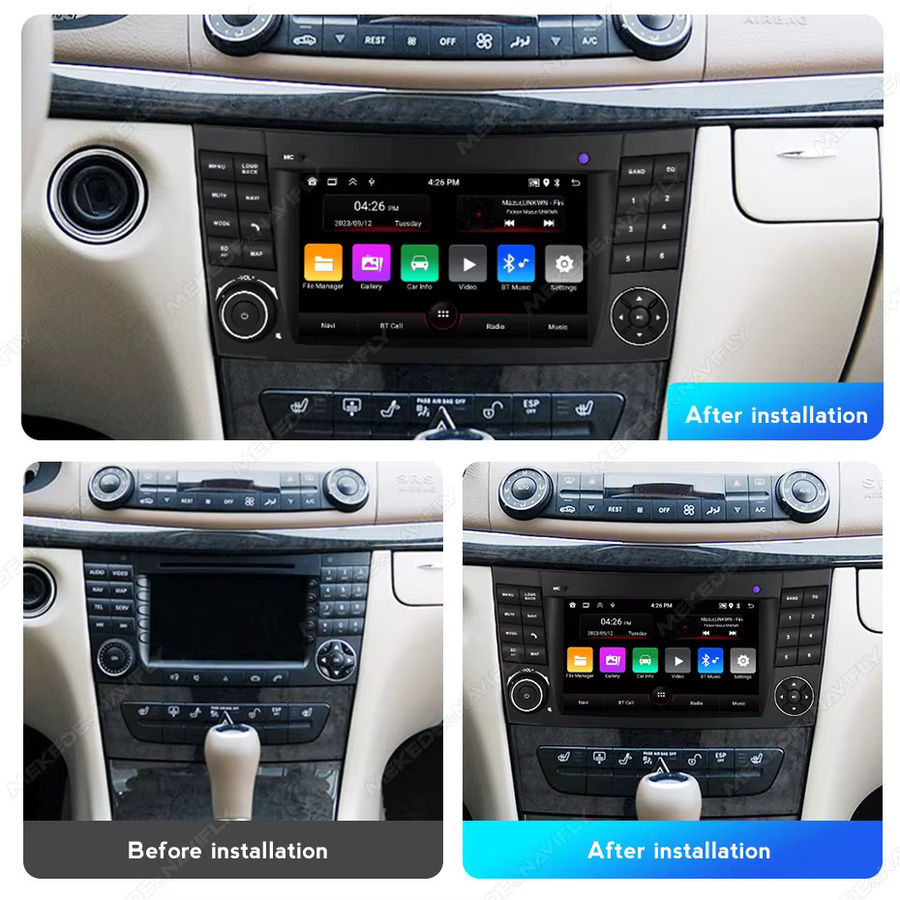 MEKEDE Autoradio mit Carplay und GPS für Mercedes Benz E-Klasse W211 und W219 in Schwarz - Bild 2