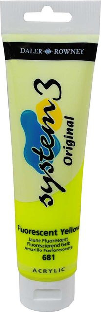 Daler-Rowney System 3 Fluorescent Yellow Acrylfarbe 150 ml - Bild 1