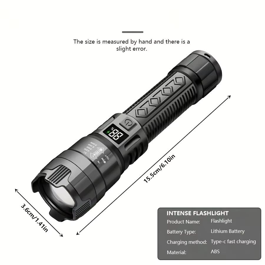 Swiatla USB-C wiederaufladbare LED-Taschenlampe mit 100.000 lm, ultrahell, zoombar und 3 Modi für Camping und Notfälle - Bild 5