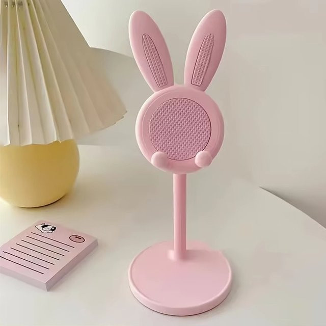 Verstellbarer Cartoon-Telefonständer mit Hasenohren von Mrgabwte in Blau oder Pink, niedlicher Kaninchen-Tablet-Halter für Schreibtisch, Heim und Büro - Bild 1