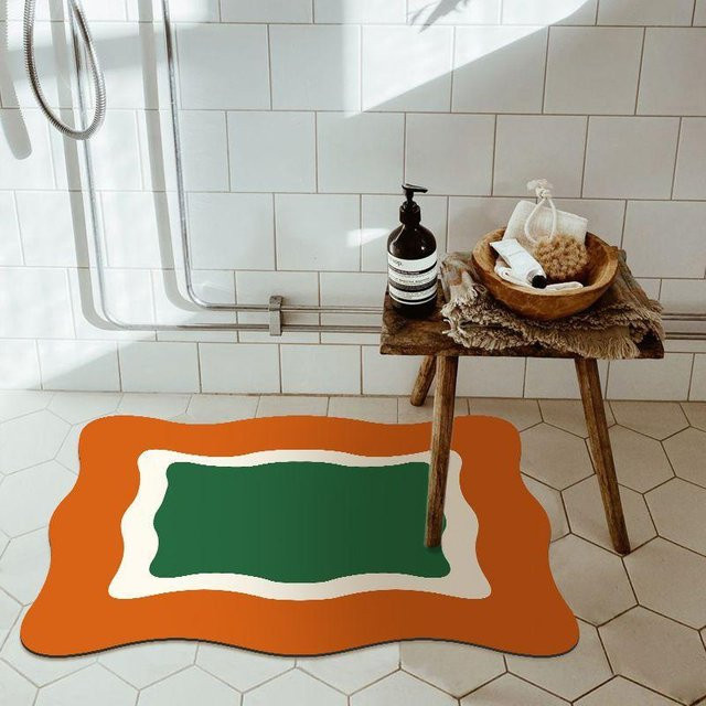 Saugfähige Fußmatte Yiran Furniture in Orange, modern gestreift, B/T: 120 x 80 cm - Bild 1
