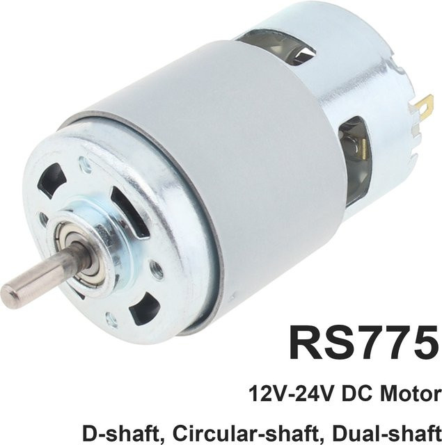 775 DC-Motor mit hohem Drehmoment in Silber für Bohrschrauber, erhältlich als D-Welle oder Doppelwelle, 12 V / 24 V, 3000 bis 12000 U/min - Bild 1