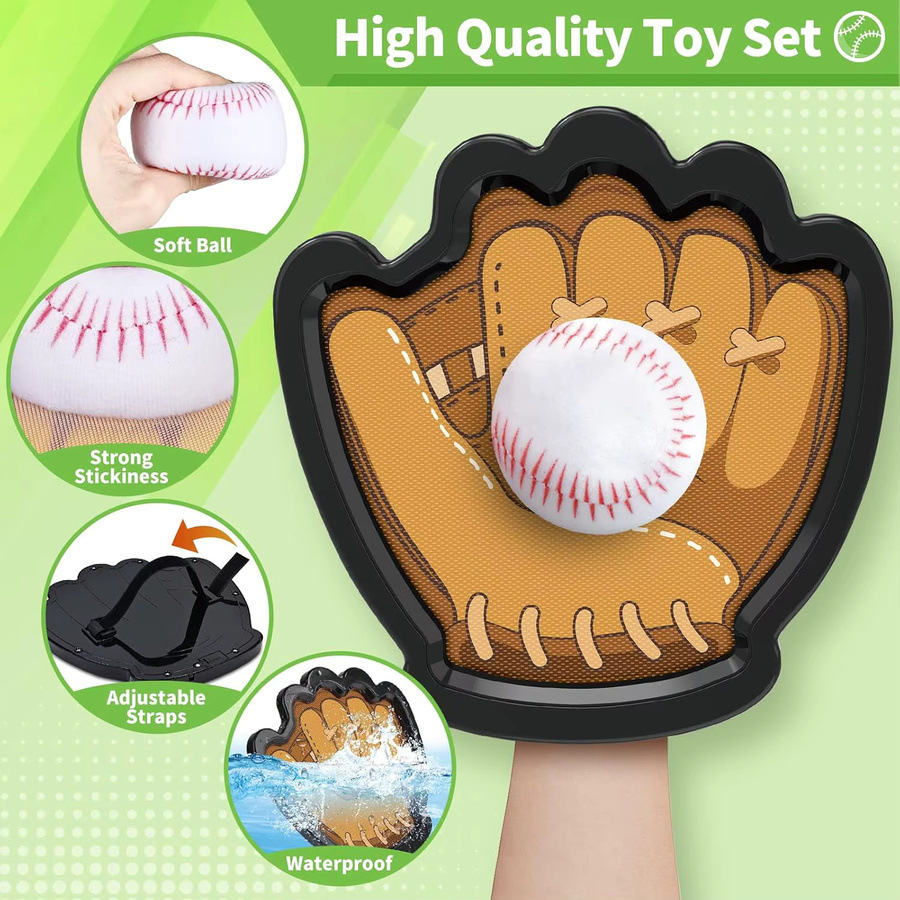 heyfon Tragbares Wurf- und Fangspiel-Set, klebrige Bälle, Baseball-Trainingshandschuh, ab 3 Jahren - Bild 2