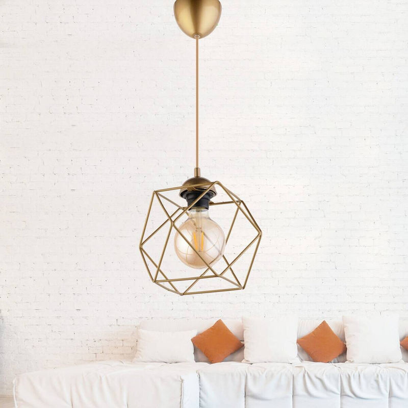 Opviq Pendelleuchte aus Metall in Gold/Messing im Landhausstil, E27, B/H/T: 20 x 75 x 20 cm - Bild 2