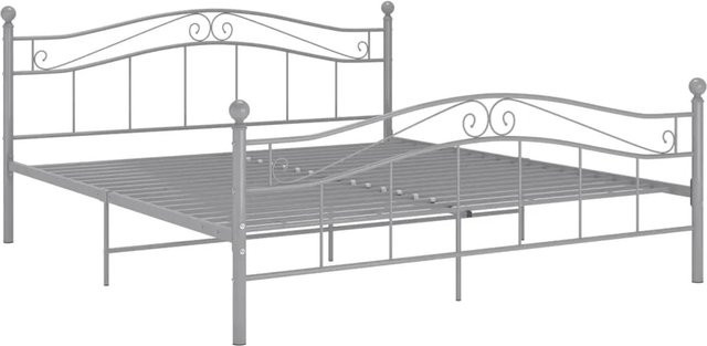 vidaXL Bett aus pulverbeschichtetem Metall in Grau, B/T/H: 140 x 200 x 92,5 cm - Bild 1
