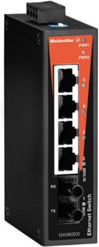Weidmüller Industrial Ethernet Switch IE-SW-BL05-4TX-1ST in Schwarz mit 100 Mbit/s und Ethernet/LAN-Anschluss - Bild 1