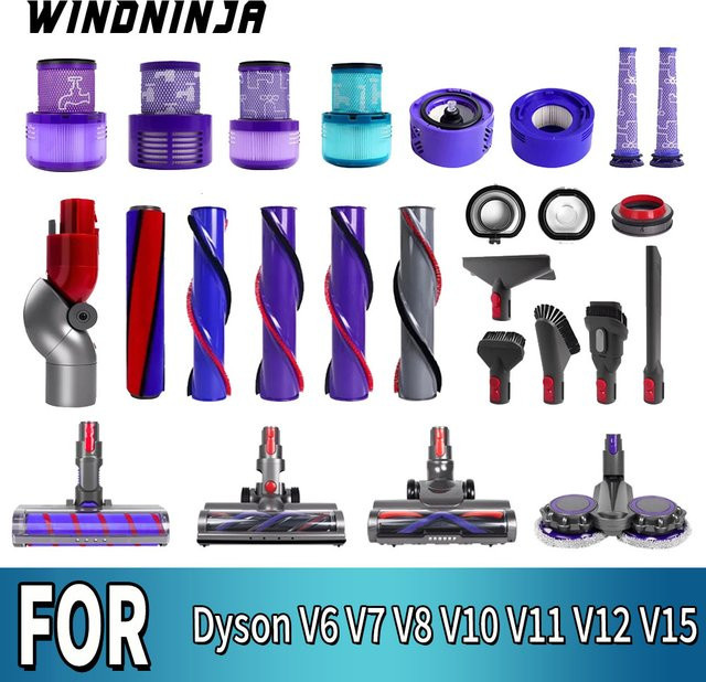 Dyson Staubsaugerzubehör Set in Multicolour für V6 V7 V8 V10 V11 V12 V15 mit weicher Rollenbürste, Bodenbürste, Staubbehälterdeckel und Filterersatz - Bild 1
