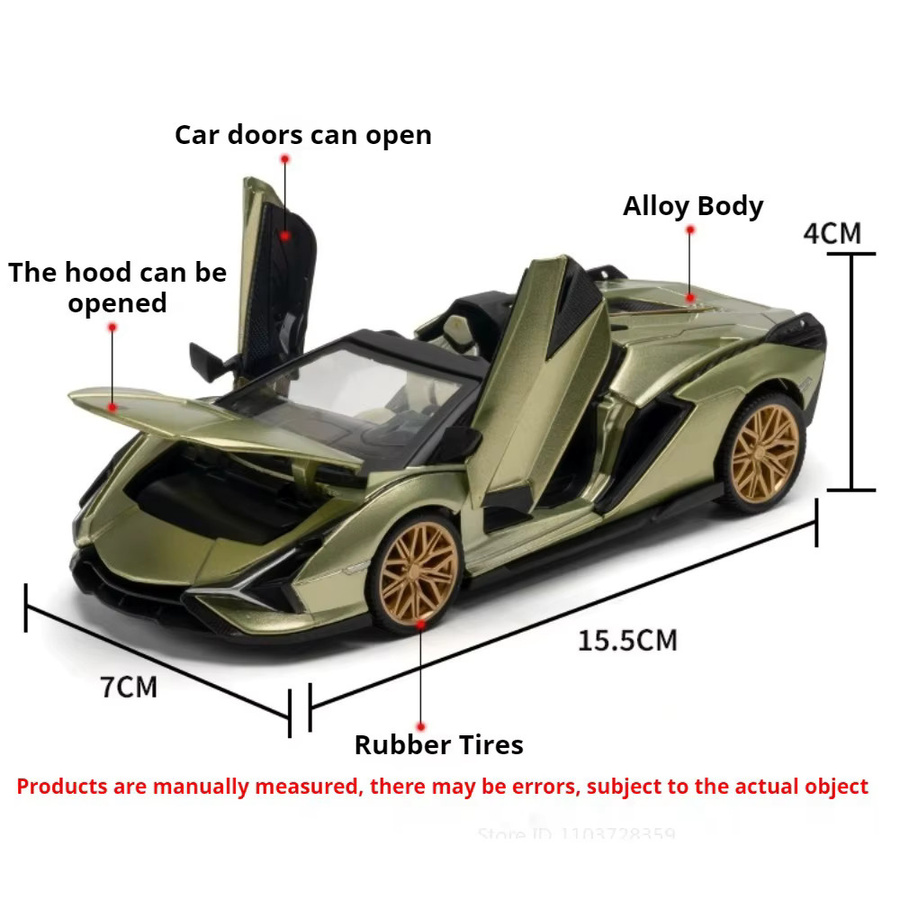 MAKEDA Sian P1 GTR Modell Supersportwagen, 1:32 Maßstab, Gelb - Bild 2