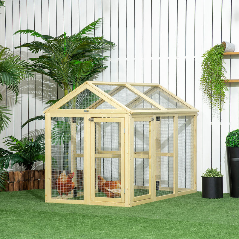 PawHut Hühnerstall aus Holz mit Drahtgitter in Braun, B/T/H: 140 x 88,5 x 106 cm von Aosom - Bild 2