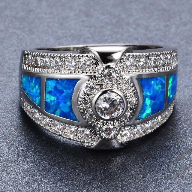 YIRAN Jewelry Ring, Silber, Blauer Diamant, Zirkonia, Damen, Ringgröße 9 - Bild 1