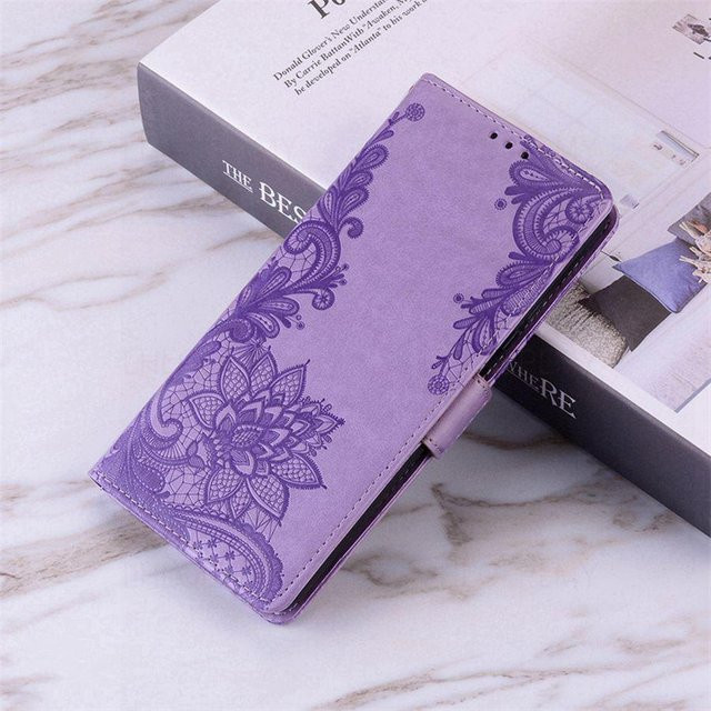 Modische Spitzen-Geldbörse Klapp-Lederhülle für Samsung Galaxy in Violett - Bild 1