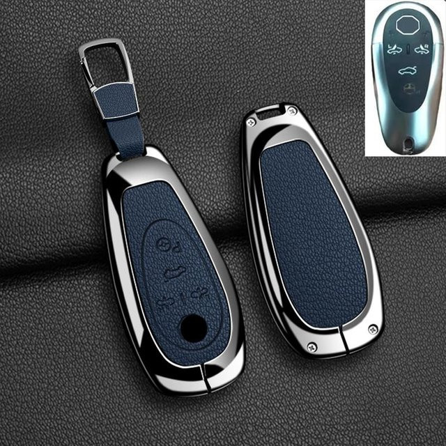 Schutzhülle für Morris Garages MG Cyberster Smart Key Fob aus Zinklegierung und echtem Leder in Blau von YTO automobile parts - Bild 1