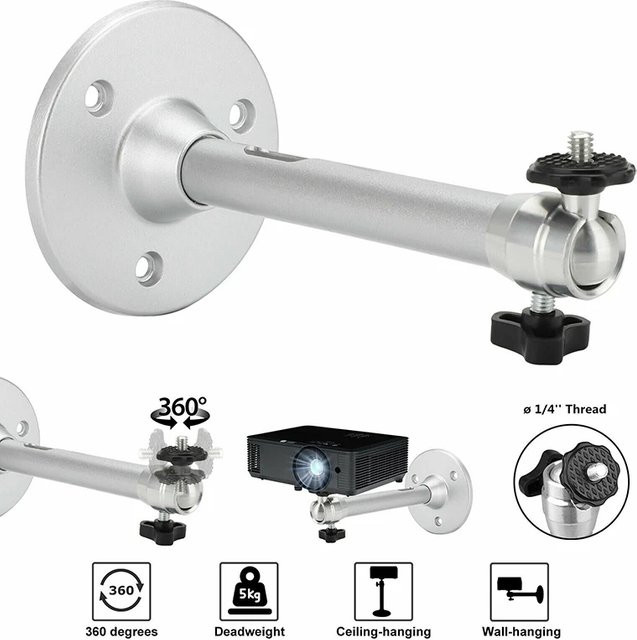 ZDSSY Mini Projektor Wandhalterung und Deckenhalterung in Schwarz für LED DLP Projektoren und Überwachungskameras - Bild 1