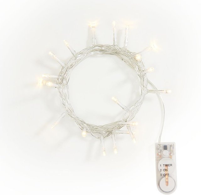 VBS Mini-LED-Lichterkette mit 20 LEDs, weiß, transparent, mit Timer und Batteriebetrieb - Bild 1