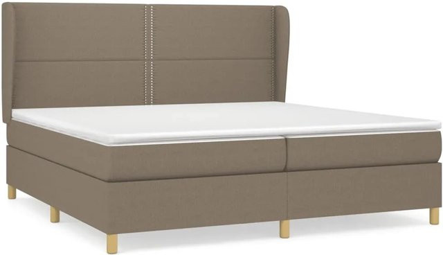 vidaXL Boxspringbett Hybrid mit Matratze und Kopfteil in Taupe, B/T: 200 x 200 cm - Bild 1