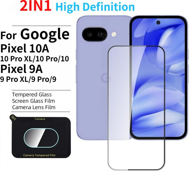 2in1 Schutzfolie aus gehärtetem Glas für Google Pixel 10, Pixel 9A Pro XL und Pixel 8A Pro, transparent, kratzfester Bildschirmschutz - Bild 1