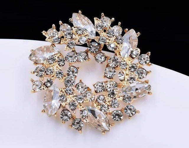 YIRAN Jewelry Brosche, Kristall Strass, Redbud Blume, weiß, Damen - Bild 1
