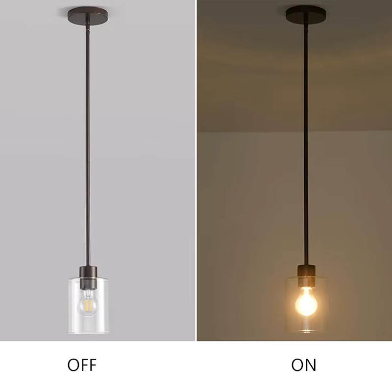 LINCCW Pendelleuchte im Industriestil mit transparentem Glas und Metall, höhenverstellbar für Küche, Esszimmer, Schlafzimmer oder Badezimmer - Bild 3
