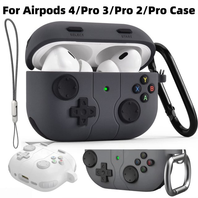 Silikon Schutzhülle im Spielkonsole Design für Apple AirPods Pro 3, Pro 2 und AirPods 4 in Grün - Bild 1