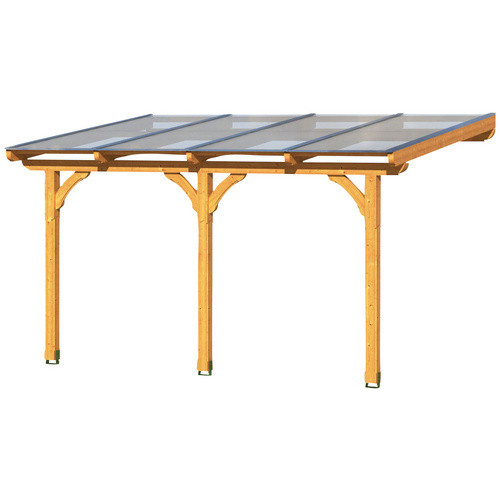 Skan Holz Terrassenüberdachung Rimini aus Douglasie in Nussbaum Braun B/T/H: 434 x 350 cm mit Polycarbonat Dach - Bild 3