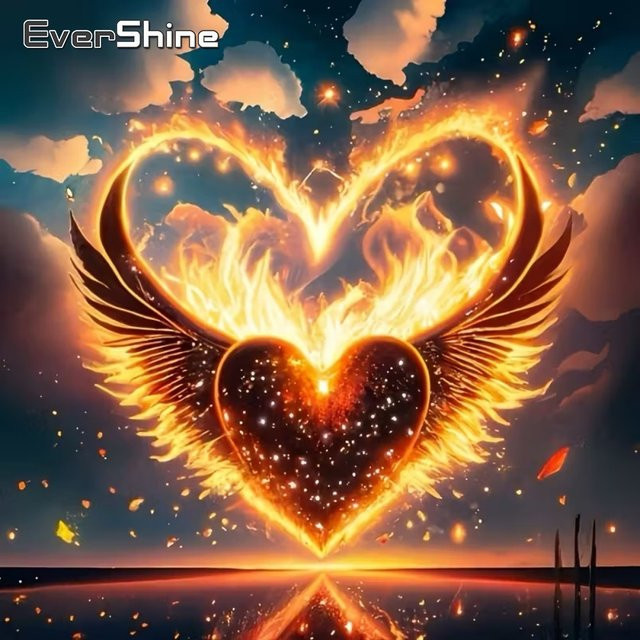 Evershine Diamantmalerei Liebe Herz DIY Kreuzstich Kit mit Acryl-Mosaik in Multicolour für Kinder und Erwachsene - Bild 1