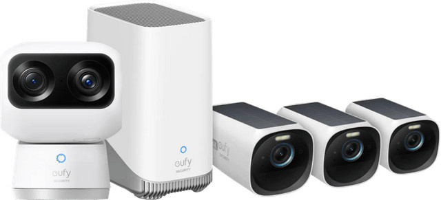 eufy Security Überwachungskamera Set: 3x eufyCam 3 und eufy Indoor Cam S350 in Weiß - Bild 1