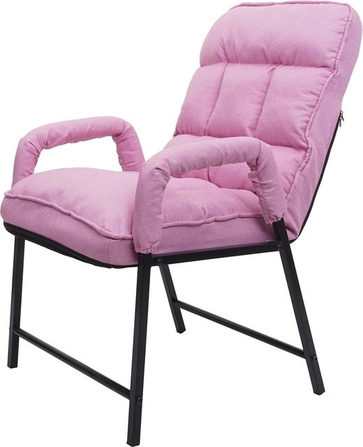 Esszimmerstuhl MCW-K40 Polsterstuhl mit verstellbarer Rückenlehne aus Metall und Textil in Rosa - Bild 1