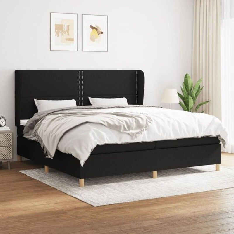 vidaxl Boxspringbett mit Matratze aus Stoff in Schwarz B/T/H: 200 x 200 x 118 cm - Bild 1
