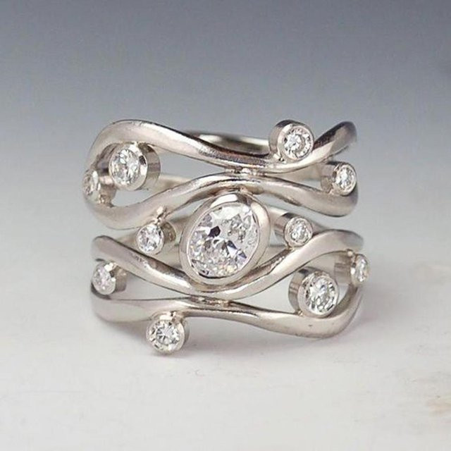 Yiran Jewelry Ring, Messing, Silber, Zirkonia, Damen - Bild 1