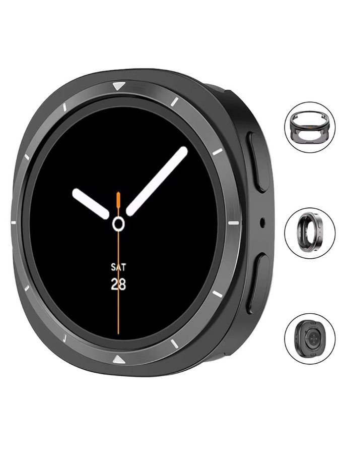 CAOWTAN Bumper Shell für Samsung Galaxy Watch 8, PC, Metallgehäuse, Silver Orange, Unisex - Bild 5