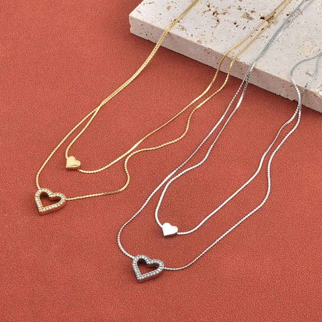 Lokaer Halskette, Edelstahl, Gold, Zirkonia, Herz-Anhänger, Damen - Bild 1