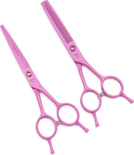AQIABI Effilierschere, 5,5 Zoll, Rosa, Edelstahl - Bild 1
