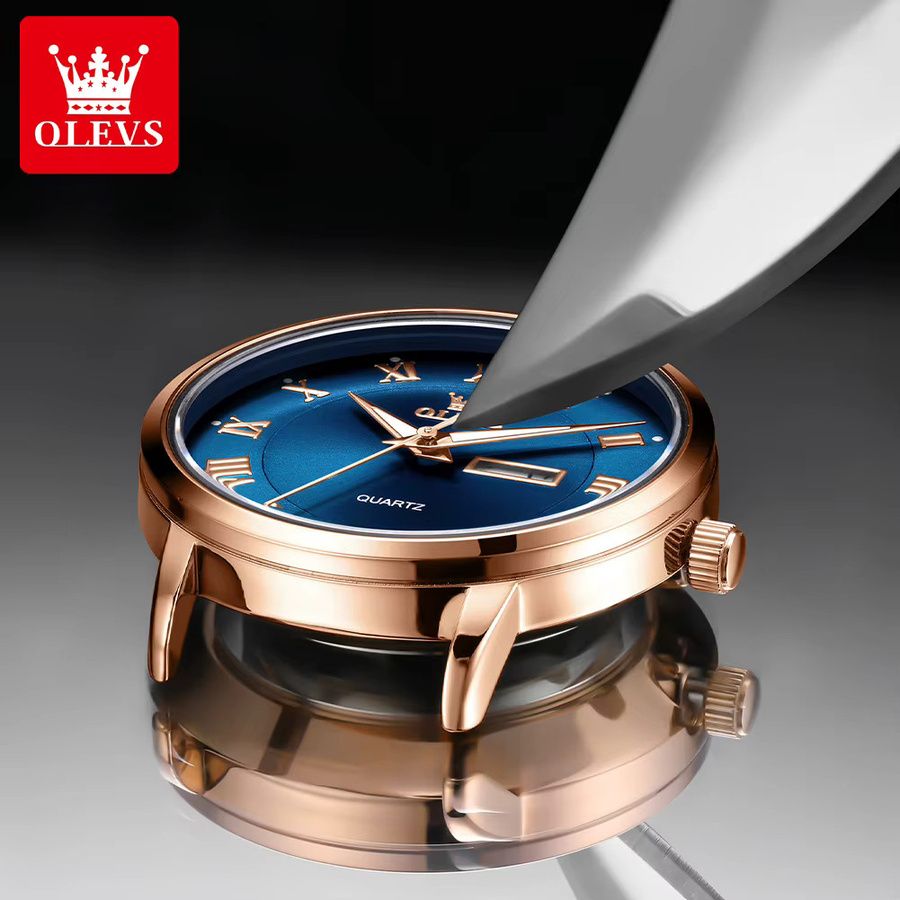 OLEVS Armbanduhr Quarz, Edelstahl, Roségold, Grün, Damen - Bild 4