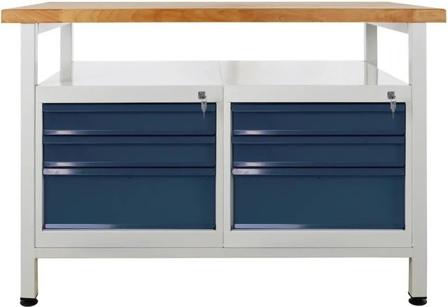 PROREGAL Werkbank Rhino mit Ablagefläche und 6 Schubladen, Farbe: Anthrazitgrau und Lichtgrau, H x B x T: 84 x 120 x 60 cm - Bild 1