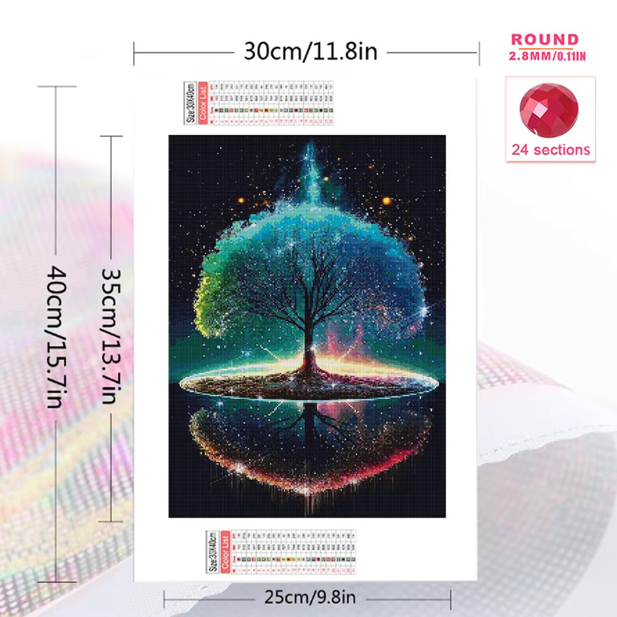 Evershine Diamant Mosaik DIY Set Baum Landschaft Strass Stickerei Kit in Multicolour, Breite: 30,0 cm, Höhe: 20,0 cm - Bild 2