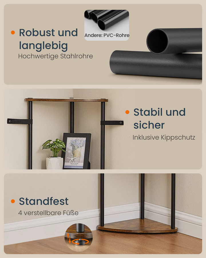 SONGMICS HOME Eckregal mit 5 Ebenen in Braun im Industrial-Design - Bild 4