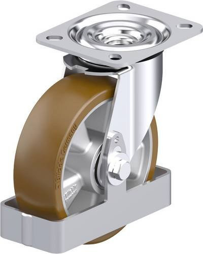 Blickle L-ALB 125K-FS Stahlblech-Lenkrolle in Silber mit 125 mm Rad-Durchmesser und 250 kg Tragfähigkeit - Bild 1