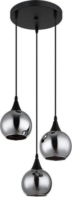 Globo Lighting Pendelleuchte Nika in Schwarz mit transparentem Glas und Metall, E27, 3 Leuchtmittel - Bild 1
