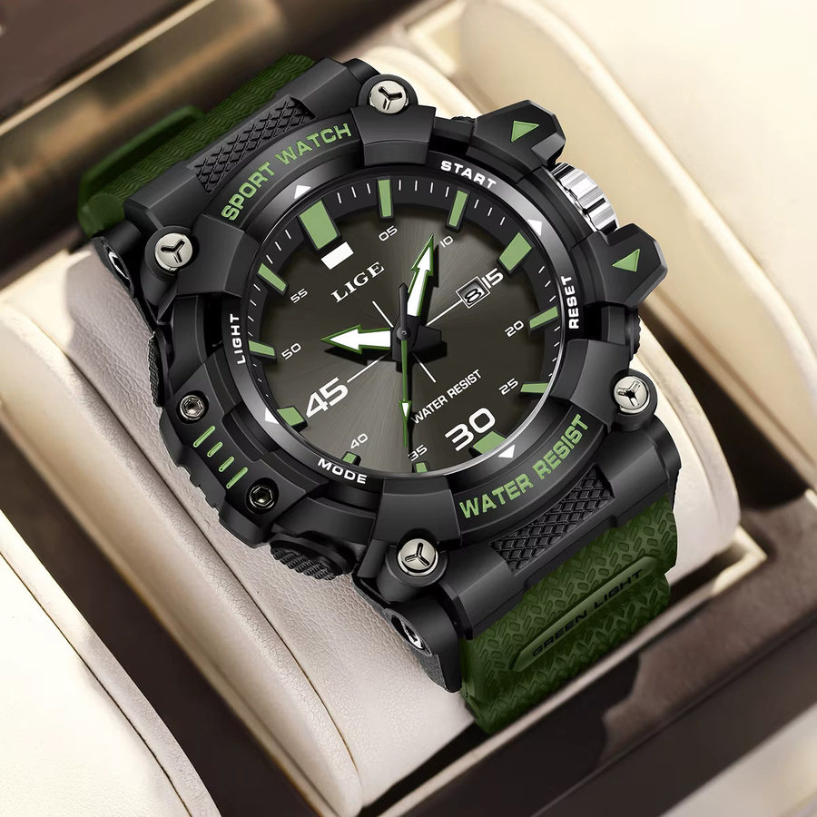 LIGE Armbanduhr Quarz, Schwarzblau, Herren, Datum, Leuchtzeiger - Bild 2