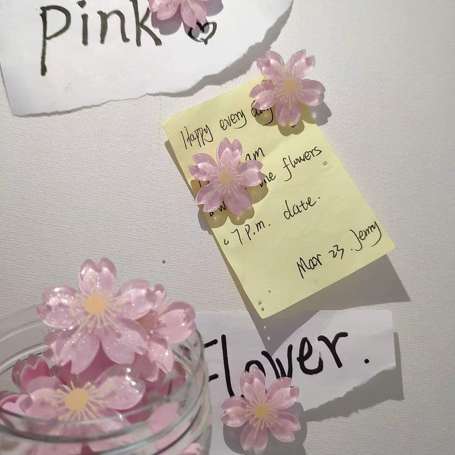 Bview Art Reißzwecken aus Kunstharz mit Kirschblüten-Design in Pink, 30 Stück - Bild 2